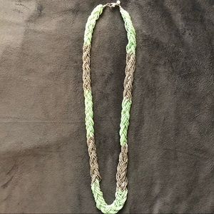 Long silver and mint green necklace